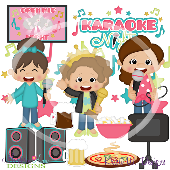 Karaoke Night-Girls SVG Cutting Files Includes Clipart - Click Image to Close